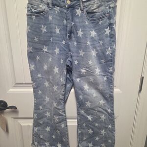 Judy Blue Light Blue Star-Print Wide Leg Jeans